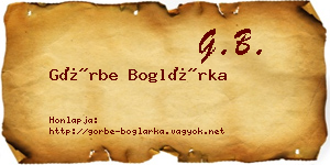 Görbe Boglárka névjegykártya